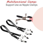 Sm Labia Spreader Nipple Bondage For Women,Bdsm Clitoral Vagina Orgasms Nipple Clamps Clitoral Dual Stimulation Adjustable Leather Straps Couple Fetish Game Role Play Adult Kinky Sex Pleasure,Black