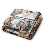 Horse Blaneket Western Horses Fleece Throw Blanket Fuzzy Plush Super Soft Cozy Warm Horse Decor Stuffed Animal Blanket Gifts For Boys Girls Kids Adult Men Women 50"X40"