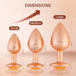 Anal Butt Plug Sex Toys - Jewelry Anal Toy Kit, Metal Plated Adult Anal Trainer For Anal Stimulator Prostate Massage, Anal Beads For Men Women And Beginners Pleasure| 3 Pcs, Gold