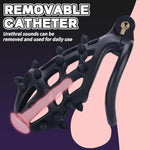 Male Chastity Cage, Large Chastity Device With 5 Sizes Rings And Invisible Lock For Man Penis Exercise Bondage Gear & Accessories Lightweight Adult Sex Toys(5D-Black)