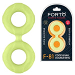 F-81 Liquid Silicone Cock & Ball Double Ring – Soft Stretchy C-Ring For Larger Erections – Waterproof Dual Band Penis Ring In 3 Sizes & Colors – Black, Blue, Glow (Glow, Medium)