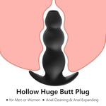 Hollow Tunnel Silicone Huge Large Big Butt Plug With Narrow Flared Base And 3 Balls, Expanding Anal Beads Plugs, Anus Dilator Opening Trainer Butt Stretcher Sex Toys For Men Women Advanced User Master