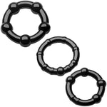 Male Penis Ring 3 Pcs Cock Rings Kits Delay Rings With Massager Bumps For Longer Harder Stronger Erections Testicle Stretcher Tpe Adult Sex Toys (Black)