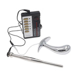 Electroshock Stainless Steel Urethral Plug & Anal Plug Dual Use Urethral Dilator Pulse Anal Plug Set Plug Masturbation Massage Male Female Bdsm-L