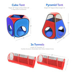 4Pc Pop Up Play Tent And Tunnel Bundle For Toddlers And Kids - Indoor & Outdoor Playhouse With Storage Bag, Red & Blue