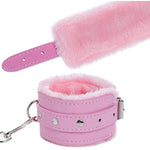 Adjustable Handcuffs Ankle Bracelets Sm Adult Plush Pu Leather Bondage Fetish Handcuffs Kit Cuff Restraint Set Sex Toy, Handcuff Restraints Adult Sex Toys Pink
