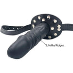 Sm Dildo Gag Double-Cock Lockable Realistic Penis Gag Mouth Gag With Adjustable Leather Strap