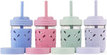 Kids & Toddler Cups | The Original Glass Mason jars 8 oz with Silicone Sleeves & Silicone Straws with Stoppers | Smoothie Cups | Spill Proof Sippy Cups for Toddlers