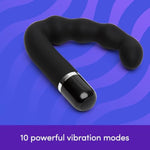 Black Rookie 10 Function Vibrating Prostate Massager - Plastic - Waterproof
