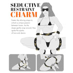 Sex Bondage Bdsm Kit Restraints Adult Sm 6Pcs Sets With Adjustable Handcuffs Ankle Cuff Thigh Cuffs Waist Strap Blindfold Cross Strap Sex Toys For Men Women And Couples, Black