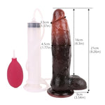Realistic Dildo Ejaculating Penis, 8.26'' Black Squirting 2 In 1 Silicone Foreskin Cock Ejaculating Toy With Powerful Suction Cup Adult Sex Toy For Women Men (Black)