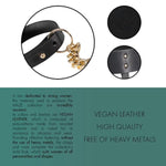 Maze Thin Handcuffs – Vegan Leather Double Bracelet Restraints – Discreet Bondage Jewelry – Peta-Approved, Adjustable, Recycled Materials – With Chain – Black