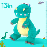 13'' Green Led Glowing Dinosaur T-Rex Light Up Stuffed Animal Night Light Plush Toy Hugging Soft Kawaii Gifts For Kids Boys Girls Decoration Holiday Birthday Present