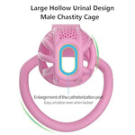 Honeycomb Hollow Chastity Cage With 4 Removable Curved Rings, Invisible Locking Cylinder Design, Cock Cage With 2 Keys Adult Cb Fetish Sex Toys & Games For Men Penis Bondage (Pink,L)