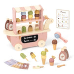 Wooden Ice Cream Cart For Kids, Ice Cream Truck Toy With Scooper & Wheels, Play Kitchen Accessories For Pretend Play With Menu & Pretend Money, Imaginative Preschool Toys For Girls & Boys 3+