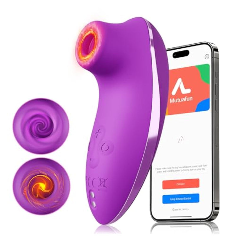 Sucking Vibrator Adult Sex Toys - Heating Rose Sucker App Remote Control Clitoral Stimulator With 5 * 5 Suction,Waterproof Nipple Massager For Women Female Couples Solo/Partner Play