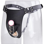 Bondage Gear Chastity Device Harness With Leather Cock For Men, Adult Men'S Bondage Leather Chastity Lock Pants, Sm Bdsm Fetish Sexy Male Lingerie Sex Toy