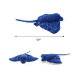 Spotted Blue Stingray Plush - Super Soft Stuffed Animal Stingray Toy, Wild Collection Ocean Plush Gift For Kids And Adults, Cute Sea Creature Stuffed Ray - 17 Inches