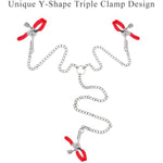 Body Jewery Body Chain Nipple Clamps Nipple Chain Y-Shaped Non-Piercing Clips With Adjustable Metal Knob For Women Faux Body Jewelry