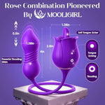 Sex Toy Dildo Vibrator For Women - 3 In1 Rose Sex Toys Tongue Licking Thrusting G Spot Vibrators With 9 Modes, Adult Sex Toys Games, Clit Stimulator Anal Double-Ended Dildos For Couples