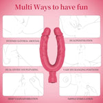 Double Ended Dildos Vibrator For Women, Vibrating Double Sided Dildo With Nipple Stimulator 10 Super Strong Vibration Modes, Flexible Penis Dildo For Double Penetration, Lesbian Adult Sex Toys