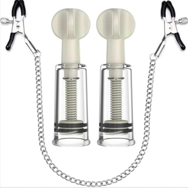 Nipple Clips Clamps And Nipple Suckers Adjustable Body Ring Body Clamps Body Ring Non-Piercing Chain Stainless Steel For Women Faux Body Jewelry White