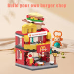 City Burger House Building Block Set, Moc Street View Burger Shop Creative Fast Food Play Building Brick Sets Educational Stem Toys Gift For Boy And Girls 6-12 - 167Pcs