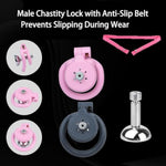 Chastity Cage Kit With 4 Rings 40-55Mm, Resin Cock Cage With Vent Holes And Detachable Urinal Support Bracket Male Chastity Devices (Black+Belt)
