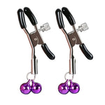 Body Clamps For Women Adjustable Body Clamps Clip Two Bells Pendant Body Clips Non-Piercing Body Jewelry (Purple)