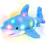 Led Plush Shark Lighting Up Stuffed Animal Floppy Night Lights Glow In The Dark Birthday Festival For Kids Toddler Girls, Blue, 16''
