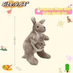 9.84" Kangaroo Plush Toy With Baby Joey, Cute Stuffed Animal Doll, Soft Cuddly Kangaroo Mom And Baby, Perfect Birthday For Kids, Friends, Home Decoration