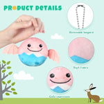 9 Pack Mini Dinosaur Stuffed Animal Bulk 3.2 Inch Round Plush Keychain Toy For Baby Shower Birthday Gift Stuffer Dinosaur Themed Party Decoration