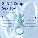 E-Intense Whale Vibrating Penis Ring Sex Toy For Couple Silicone Penis Ring With 6 Vibration Patterns Ipx6 Waterproof Remote Control Cock Ring Vibrators Couples Sex Toys