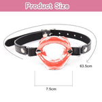 Leather Restraints Ball Mouth Plug Silicone Bondage Ball Gag Open Mouth Gag Ball Gag Black Lips Bdsm Toys Adjustable Strap Adult Toys Silicone Restraint Slave Sm Game For Lover Couple (Bo3)