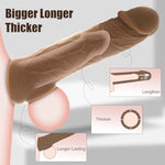 Reusable Penis Sleeve Cock Ring - Realistic Male Sex Toys For Penis Enlarger Extender,9.45β Big Silicone Cock Sleeve With Flexible Strap Extension Sex Toys