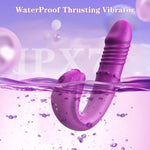 Thrusting Vibrator Dildo Sex Toys - Adult Toys G Spot Clitoral Licking Vibrators, Rabbit Sex Toy For Women With 10 Vibrating Licking & 6 Thrusting Modes, Couples Toy With Beaded Stimulation