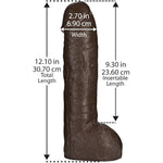 Doc Johnson Vac-U-Lock - Hung - Made of R5 PVC - 12 Inch Dildo with Massive 8.5 Inches of Girth - F-Machine and Harness Compatible - Chocolate