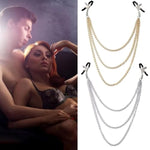 Bdsm Toys Nipple Clamps Adult Toys, 2Pcs Adjustable Nipple Clamp Toys Sex Machine, Non-Piercing Chain Stainless Steel Nipple Clips Breast Clamps Adult Sex Toys & Games For Couples