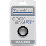 Doc Johnson TitanMen - Cock Ring - Stretch-to-Fit - Makes Your Penis Firmer, Harder, and More Engorged - Made of Body-Safe TPR - Black