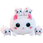 Cat Plush Stuffed Animals With 4 Kitties Plushies,16" Soft Jumbo Pillow Gifts For Kids Him Her Girlfriend Boyfriend