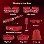 Sex Bondage Bdsm Toys Kit, Upgrade 11 Pcs Couples Restraints Toy Set With Adjustable Hand/Ankle/Thigh Cuffs Blindfold Cross Strap Waist Strap Paddle Adult Sm Games For Couples With Storage Bag