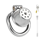 Cock Cage Male Chastity Cage With Hidden Lock And Curved Rings Stainless Steel Breathable Penis Cage With Silicone Catheter Secure Locking Chastity Devices For Male Genital Bondage Sex Toy (1.96In)