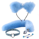 Fox Tail Anal Plug Collar And Nipple Clamps Cat Ears Butt Plug Stainless Steel Anal Plug For Women Costume Props