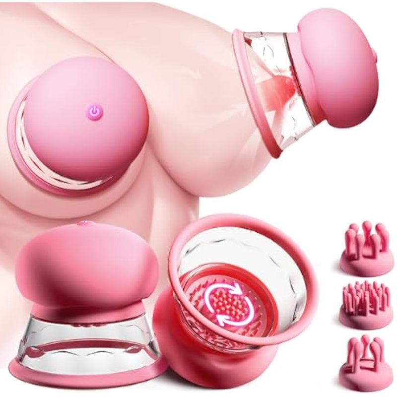 Sex Toys Sucking Nipple Toys - Nipple Vibrator Women Sex Toy Manual Sucking With 10 Powerful Rotation Modes 3 Brush Heads Stimulator Massager, Rechargeable Adult Toys For Women Couples Pleasure Rose