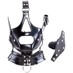 Sm Leather Bondage Head Harness With Detachable Dildo Restraint Mouth Gag Masks Adult Sex Fetish Toys