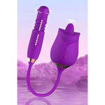 Sex Rose Vibrator Dildo 4In1 Adult Toy For Women With 10 Tongue Licking, Vibration, Rotating & Thrusting Dildo G Spot Vibrator, Anal, Nipple Clitoral Stimulator For Female,Men Or Couples. (Purple)