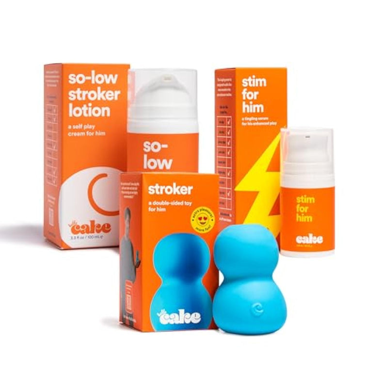 Hello Men’S Self Play Pack- So-Low Lotion Below The Belt Moisturizing Cream, Stim For Him Stimulating Serum, And Stroker Masturbating Sex Toy For Men Solo Play Bundle