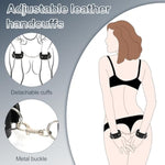 Bdsm Bondage Wrist Thigh Cuffs And Ankle Sex Restraints Set, Sex Toys For Women With Adjustable Leg Straps Handcuffs, Leather 3 In 1 Kit For Couple Beginner Sm Game Play (Black)