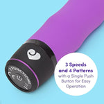 Silencer Vibrator - 7 Inch Vibrator For Women - Multispeed Quiet Massager - Rounded Tip & Wavy Shaft For Stimulation - Waterproof - Purple