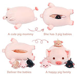 Pig Stuffed Animal Mommy 19.6” With 3 Pig Babies Plush,4 Pcs Cute Pig Plushie Pillow,Kawaii Plush Toys Soft Hugging Pillow For Kids Girls Boys Birthday Christmas(Pink Pig Family)